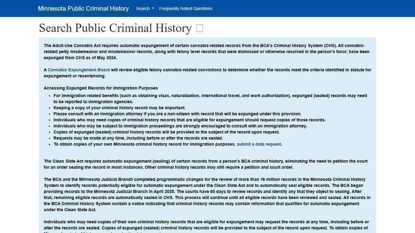 Search Criminal History Offender