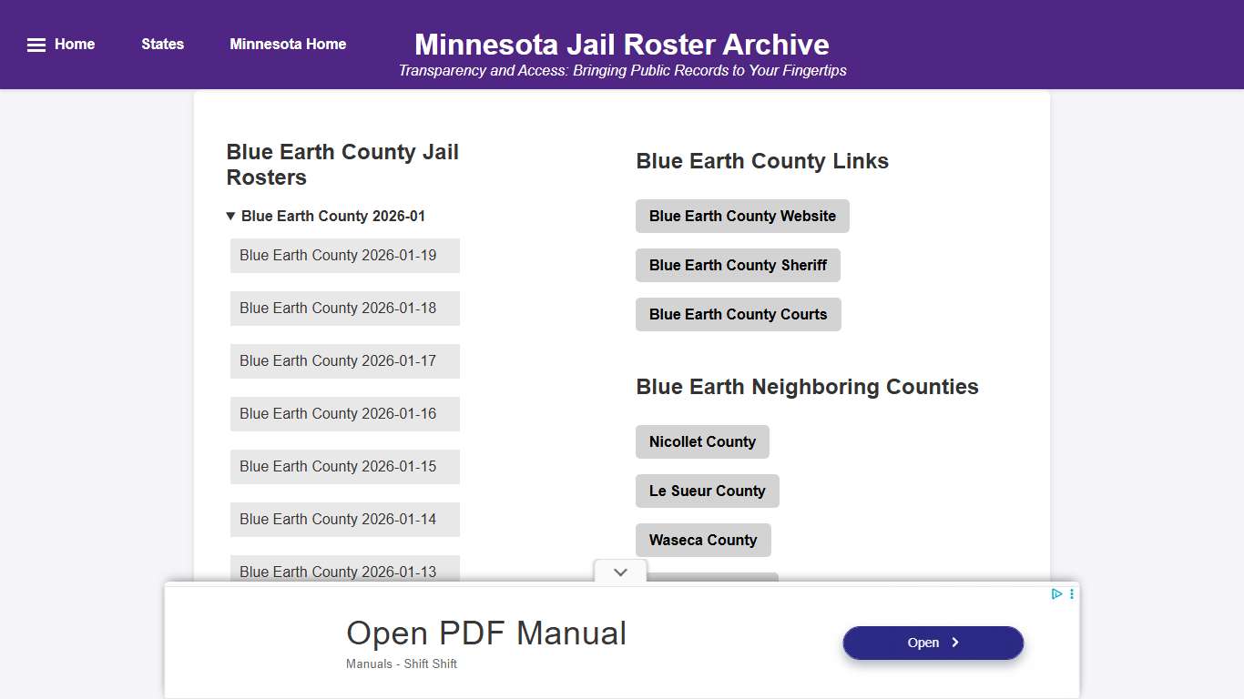 Blue Earth County - Minnesota Jail Rosters